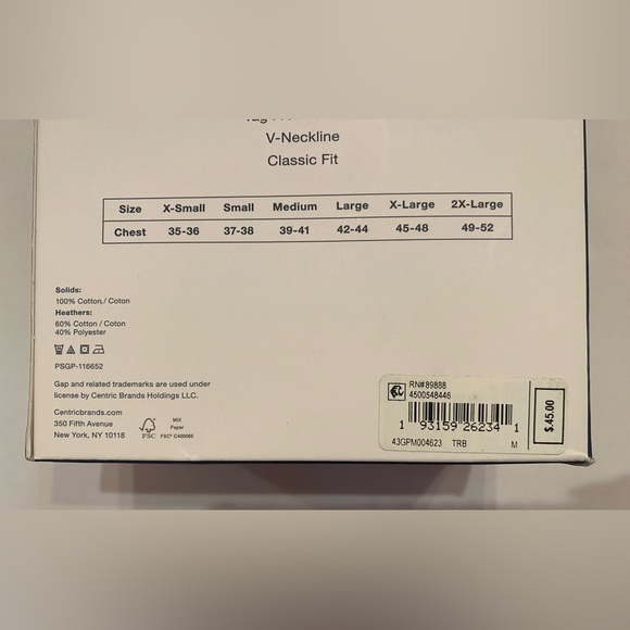 Gap Men’s 3 Pack Cotton V-Neck Undershirts Tee T-Shirt Tagless Black - Picture 5 of 5